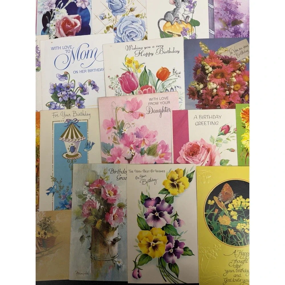 Vintage Birthday Cards Some Fronts ONLY Scrapbooking Crafts Decoupage Lot of 50+